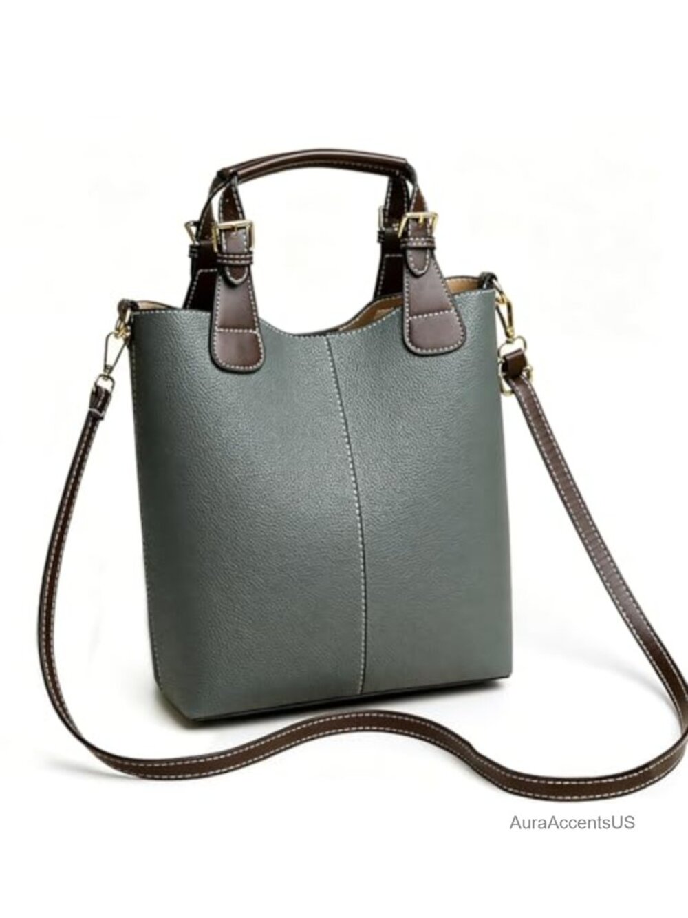 Pu Leather Bucket Bag Shoulder Handbag Adjustable Strap Crossbody Tote
